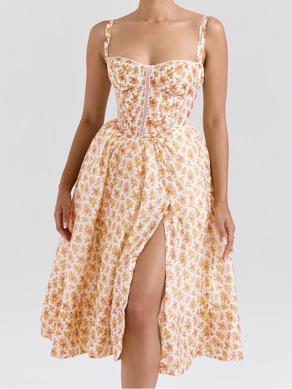 House of CB Yellow Floral Dress